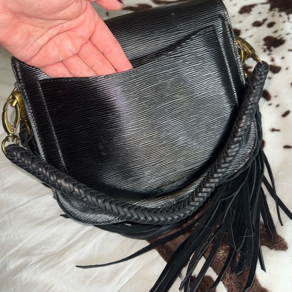 Black Louis Vuitton fringe St.Cloud GM with braided strap, shorty strap, & charm - Picture 13 of 16
